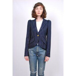 NWOT Smythe Pouf Sleeve One Button Plaid Long Sleeve Blazer Yellow Size: 10